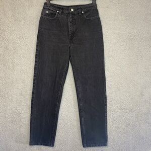 Vintage Y2K 90s Lands End Mom Jeans Women 10 Tall 28x29 Black High Waist Denim